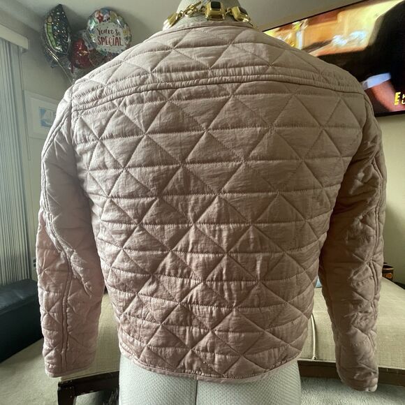 Vintage Ann Taylor Quilted Jacket Small Cropped Zip Chic Cozy Work Feminine Barn - Picture 4 of 11